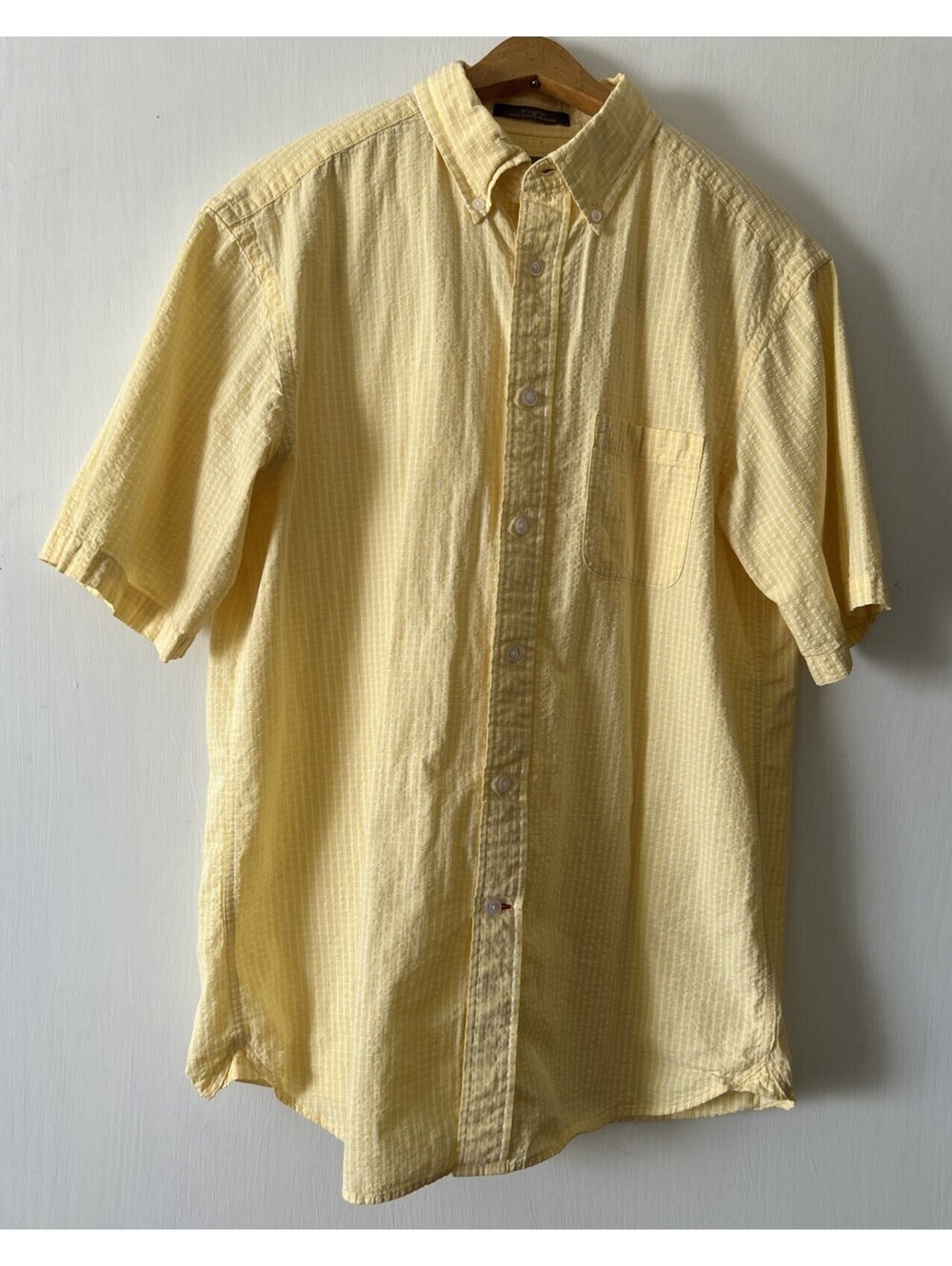 DANIEL CREMIEUX CLASSICS MENS MEDIUM SHORT SLEEVE YELLOW CHECK 100% COTTON